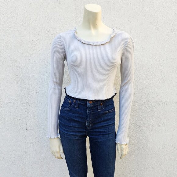 For Love and Lemons Knitz Ruffle Edge Crop Sweater - Picture 1 of 4